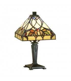 1 Light Mini Table Lamp Dark Bronze, Tiffany Glass, E14 - 1