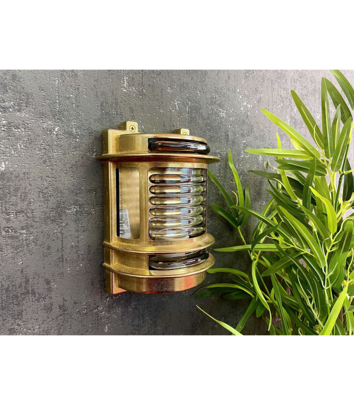 Cargo Solid Brass Flush Wall Light Antique Brass Finish IP64-8