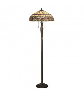 2 Light Floor Lamp Tiffany Glass, Dark Bronze Paint with Highlights, E27 - 1