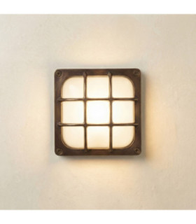 Francis Solid Brass Square 16cm Wall Light Antique Brass Finish IP64-1