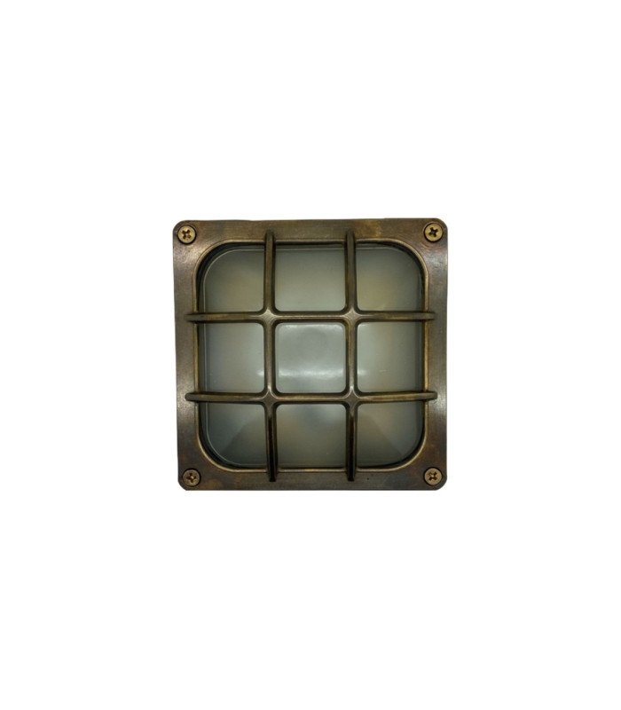Francis Solid Brass Square 16cm Wall Light Antique Brass Finish IP64-9