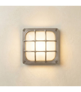 Francis Solid Brass Square 16cm Wall Light Satin Nickel Finish IP64-1