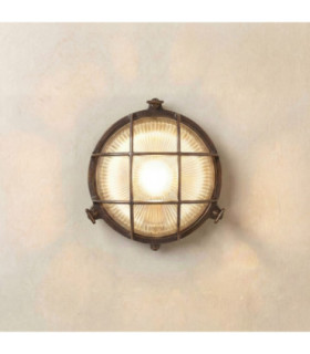 Grand Solid Brass Round 24cm Cabin Bulkhead Antique Brass Finish IP64-1