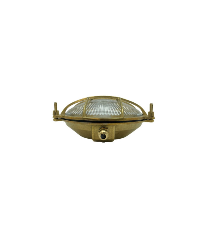 Grand Solid Brass Round 24cm Cabin Bulkhead Raw Brass Finish IP64-5