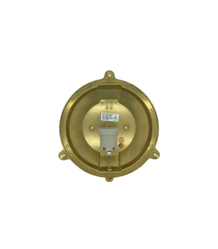 Small Solid Brass Round 21cm Cabin Bulkhead Raw Brass Finish IP64-8