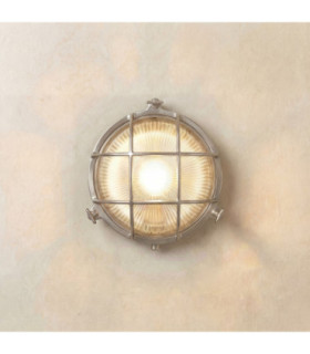 Small Solid Brass Round 21cm Cabin Bulkhead Satin Nickel Finish IP64-1