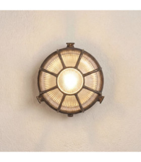 Grand Solid Brass Round 22cm Capstan Bulkhead Antique Brass Finish IP64-1
