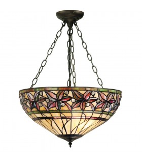 3 Light Medium Inverted Ceiling Pendant Bronze, Tiffany glass, E27 - 1