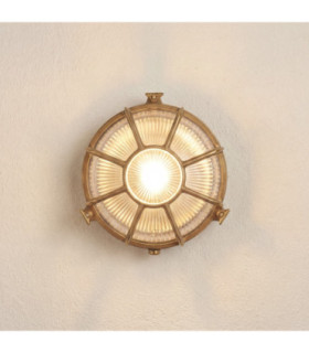 Grand Solid Brass Round 22cm Capstan Bulkhead Raw Brass Finish IP64-1