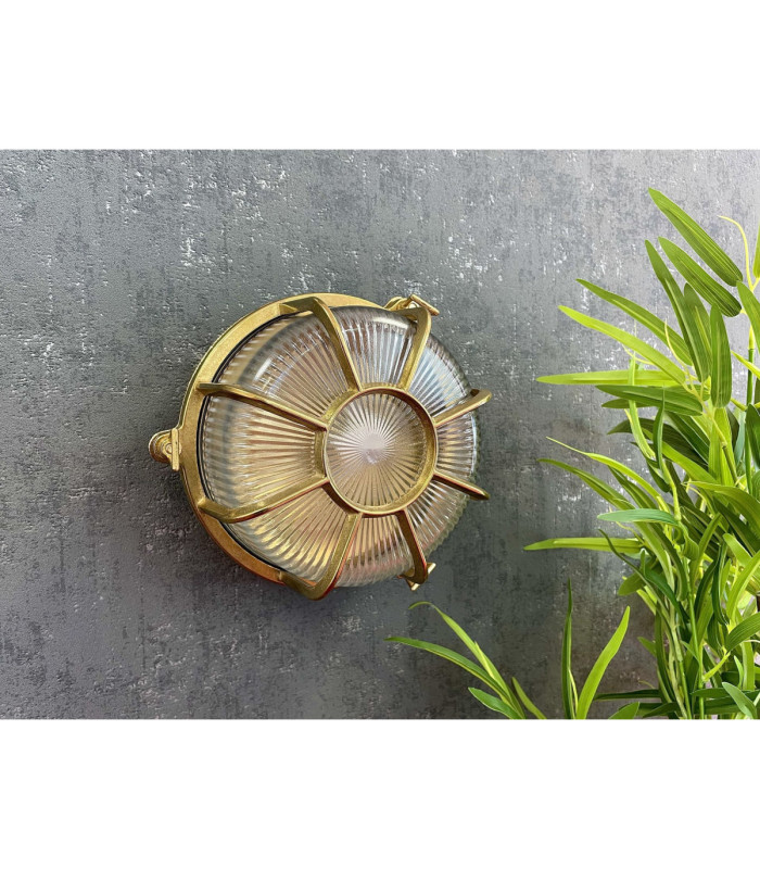Grand Solid Brass Round 22cm Capstan Bulkhead Satin Nickel Finish IP64-8