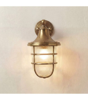 Grand Solid Brass 16cm Tiller Wall Lantern Raw Brass Finish IP64-1