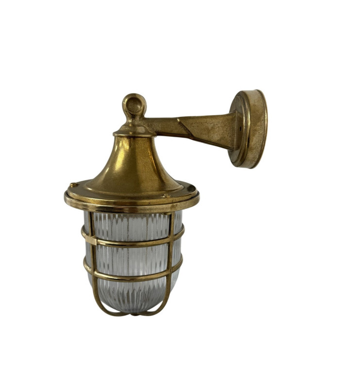 Grand Solid Brass 16cm Tiller Wall Lantern Raw Brass Finish IP64-3