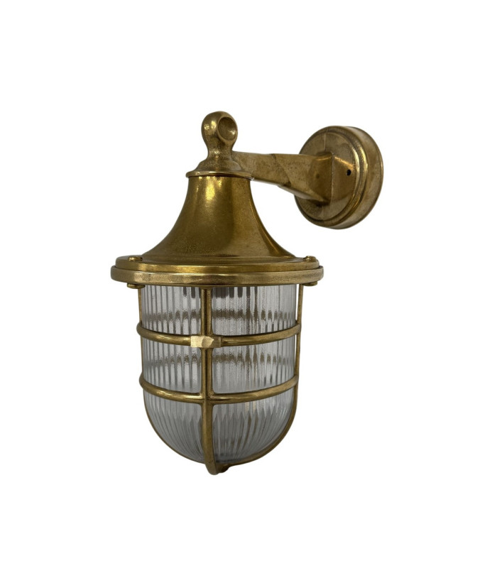 Grand Solid Brass 16cm Tiller Wall Lantern Raw Brass Finish IP64-5