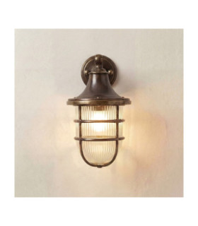 Grant Solid Brass 16cm Tiller Wall Lantern Antique Brass Finish IP64-1