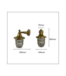 Grant Solid Brass 16cm Tiller Wall Lantern Antique Brass Finish IP64-2
