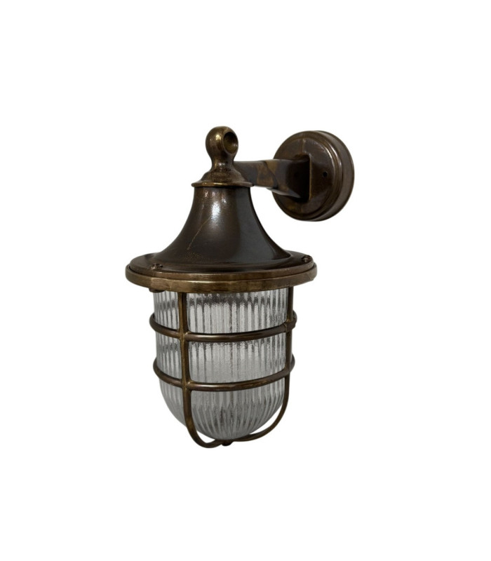 Grant Solid Brass 16cm Tiller Wall Lantern Antique Brass Finish IP64-5