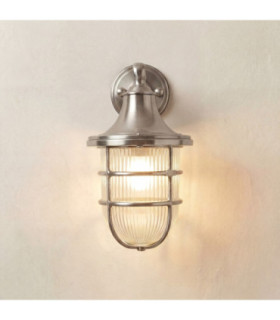 Grant Solid Brass 16cm Tiller Wall Lantern Satin Nickel Finish IP64-1