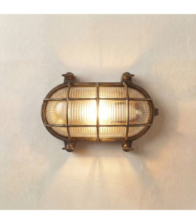 Horatio Solid Brass Oval Bulkhead Antique Brass Finish IP64-1