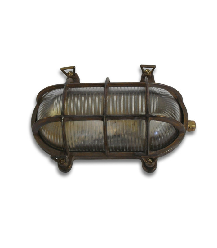 Horatio Solid Brass Oval Bulkhead Antique Brass Finish IP64
