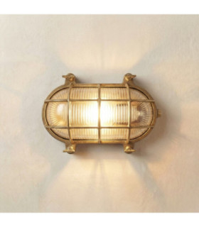 Horatio Solid Brass Oval Bulkhead Raw Brass Finish IP64-1