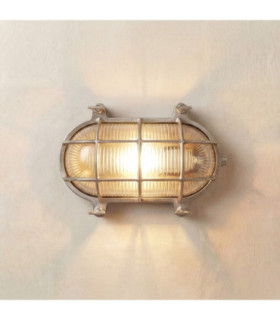 Horatio Solid Brass Oval Bulkhead Satin Nickel Finish IP64-1