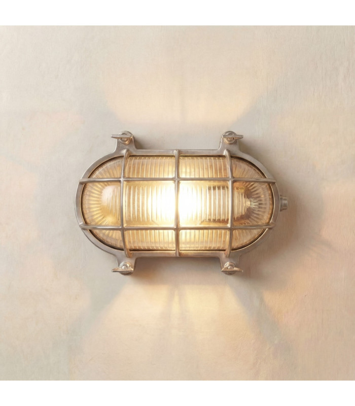 Horatio Solid Brass Oval Bulkhead Satin Nickel Finish IP64-1