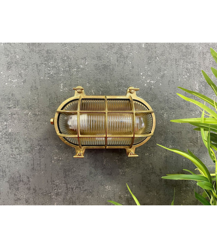 Horatio Solid Brass Oval Bulkhead Satin Nickel Finish IP64-9