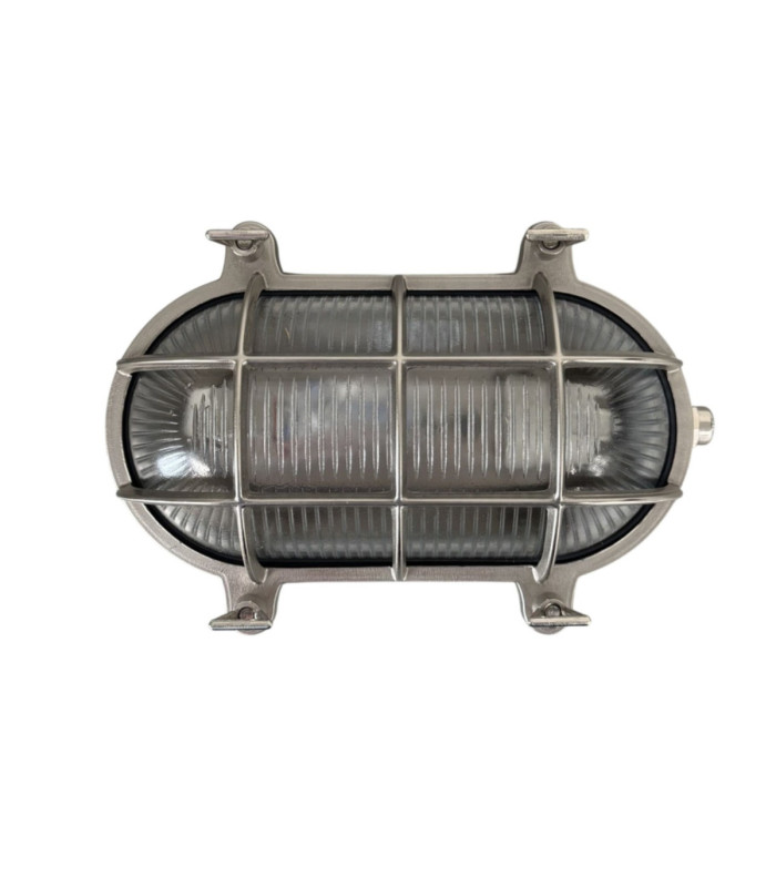 Horatio Solid Brass Oval Bulkhead Satin Nickel Finish IP64