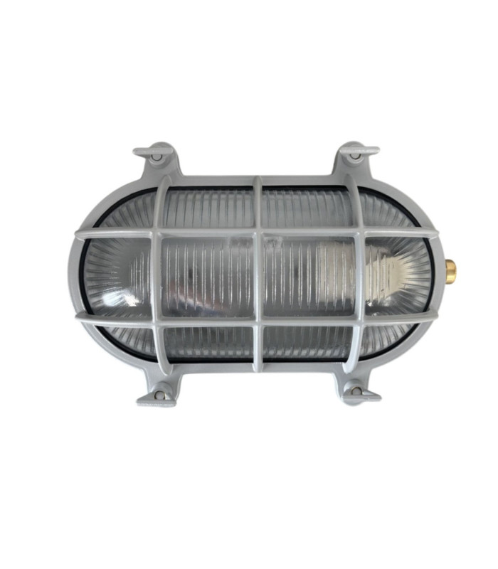 Horatio Solid Brass Oval Bulkhead Silver Colour Finish IP64-1