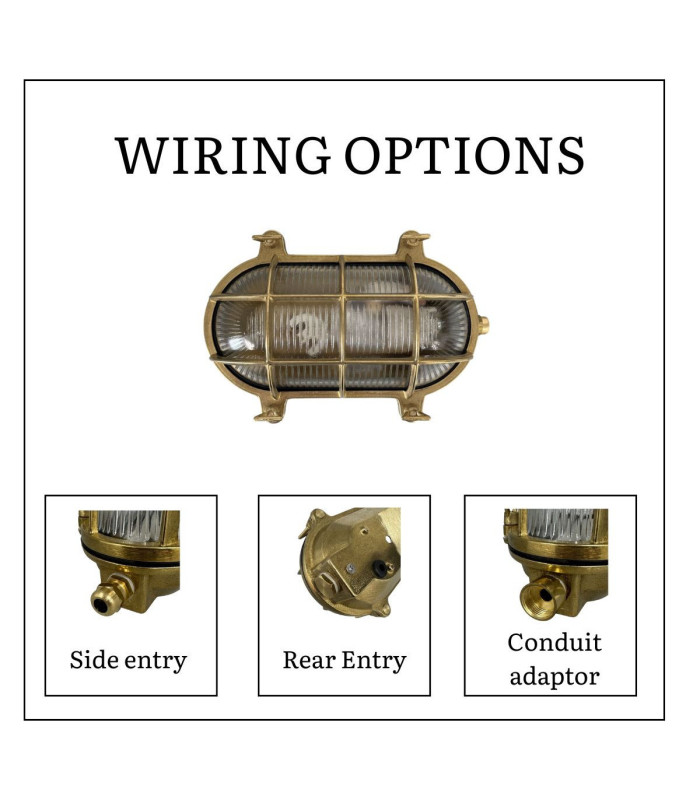 Horatio Solid Brass Oval Bulkhead Silver Colour Finish IP64