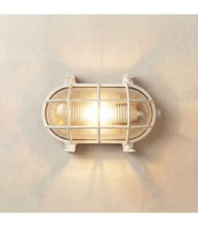 Horatio Solid Brass Oval Bulkhead White Finish IP64-1