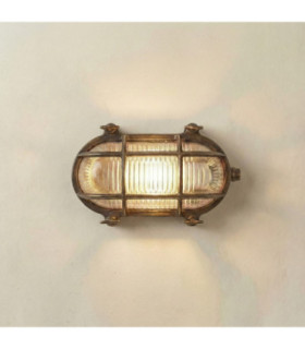 Horatio Solid Brass Oval Junior Bulkhead Antique Brass Finish IP64-1