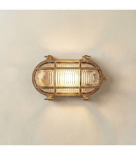 Horatio Solid Brass Oval Junior Bulkhead Raw Brass Finish IP64-1