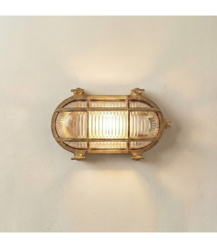 Horatio Solid Brass Oval Junior Bulkhead Raw Brass Finish IP64-1