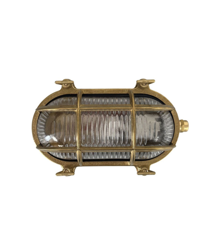 Horatio Solid Brass Oval Junior Bulkhead Raw Brass Finish IP64-12