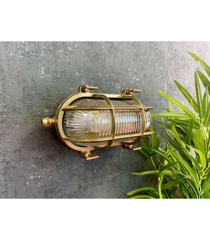 Horatio Solid Brass Oval Junior Bulkhead Satin Nickel Finish IP64-9