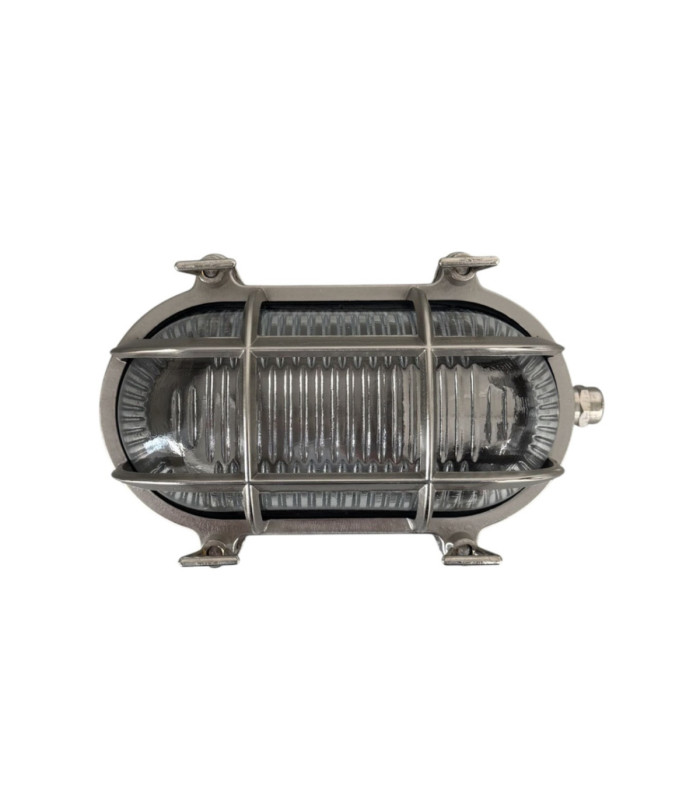 Horatio Solid Brass Oval Junior Bulkhead Satin Nickel Finish IP64-12