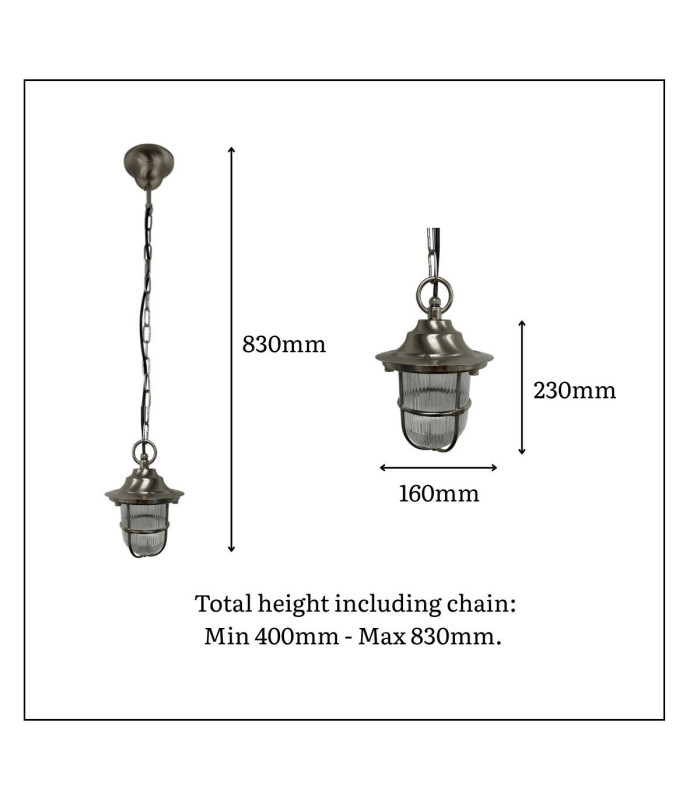 Hull Solid Brass Guard Pendant Lantern Antique Brass Finish IP54-5