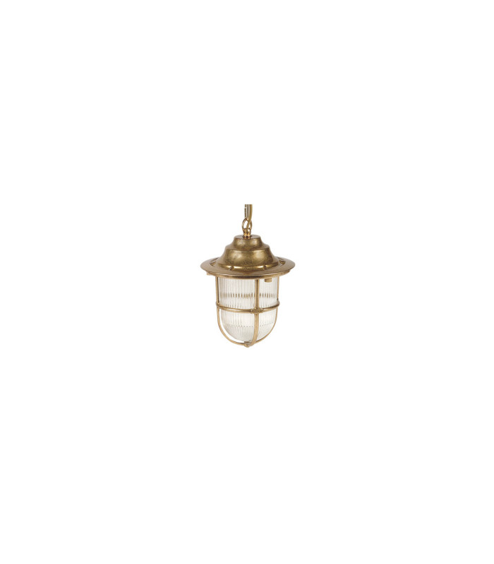 Hull Solid Brass Guard Pendant Lantern Raw Brass Finish IP54-1