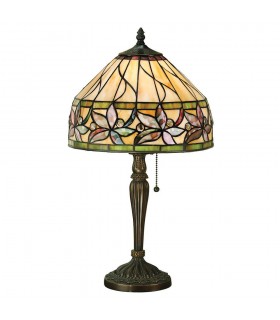 1 Light Small Table Lamp Tiffany Glass, Dark Bronze Paint with Highlights, E27 - 1