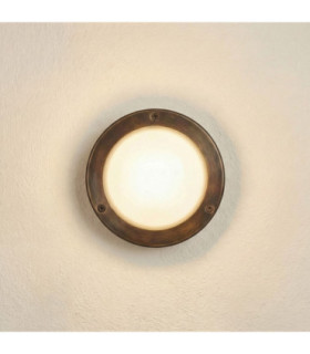 Marina Solid Brass Round 14cm Circular Bulkhead Antique Brass Finish IP64-1