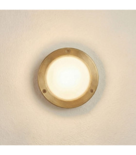 Marina Solid Brass Round 14cm Circular Bulkhead Raw Brass Finish IP64-1
