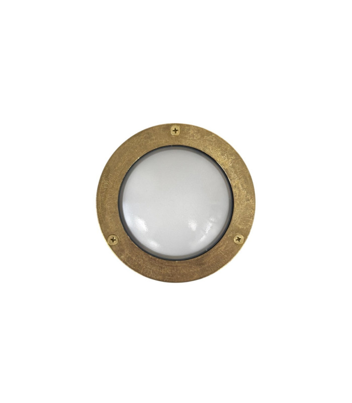 Marina Solid Brass Round 14cm Circular Bulkhead Raw Brass Finish IP64-5