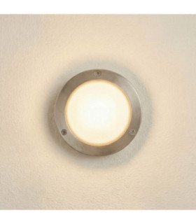 Marina Solid Brass Round 14cm Circular Bulkhead Satin Nickel Finish IP64-1