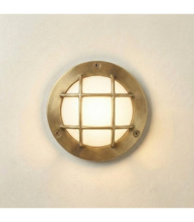 Marina Solid Brass Round 14cm Guard Circular Bulkhead Raw Brass Finish IP64-1