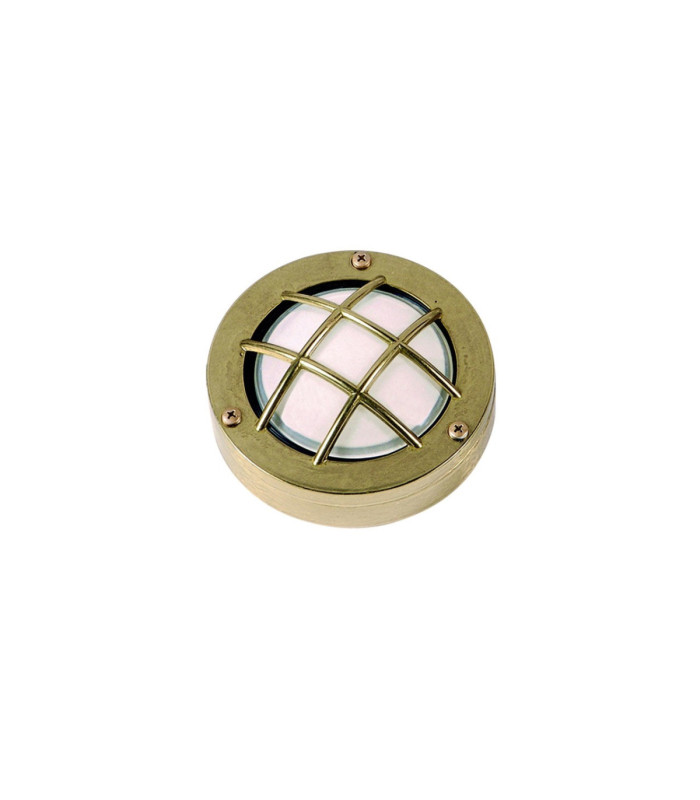 Marina Solid Brass Round 14cm Guard Circular Bulkhead Raw Brass Finish IP64