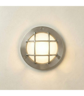 Marina Solid Brass Round 14cm Guard Circular Bulkhead Satin Nickel Finish IP64-1