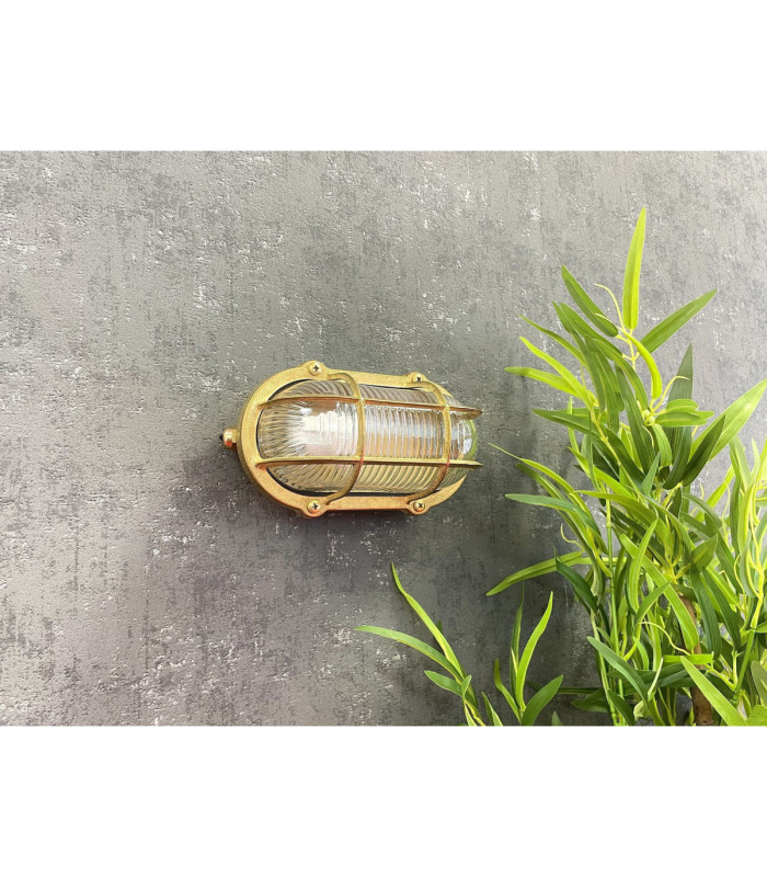 Merchant Solid Brass Oval Bulkhead Antique Brass Finish IP64-9