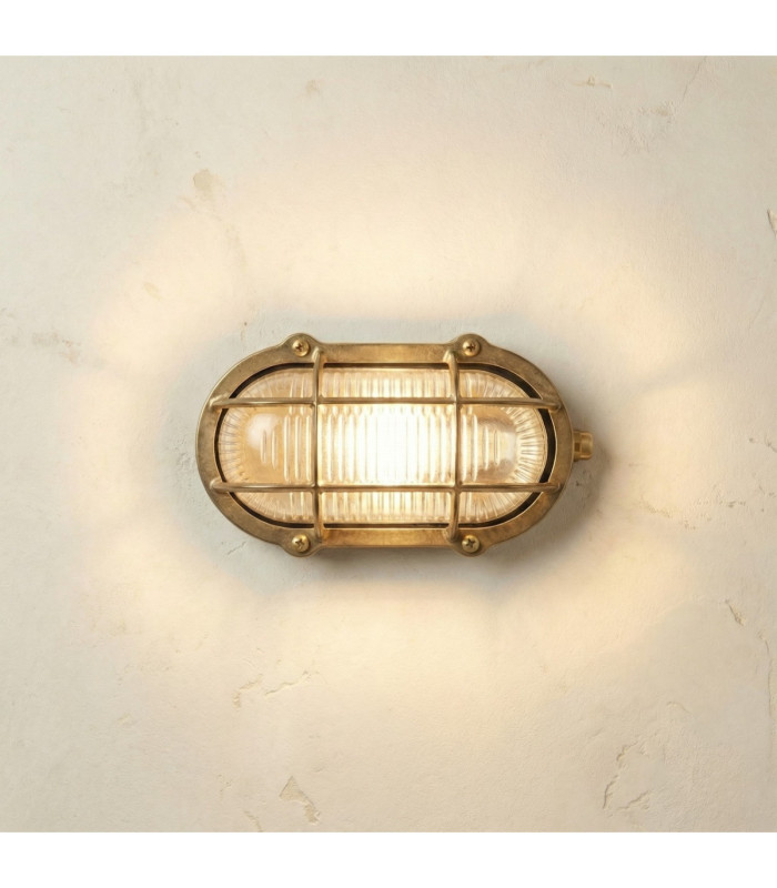 Merchant Solid Brass Oval Bulkhead Raw Brass Finish IP64-1