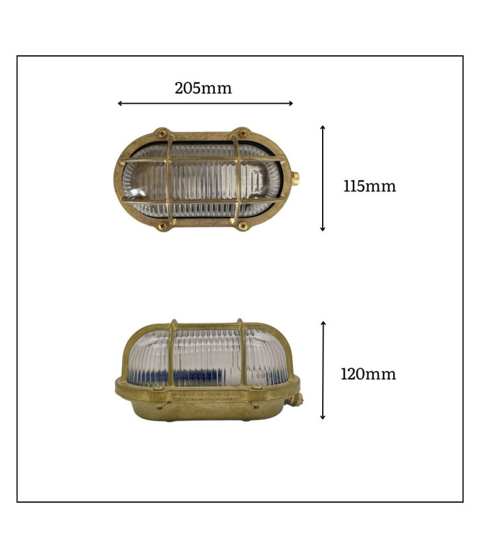 Merchant Solid Brass Oval Bulkhead Satin Nickel Finish IP64-3